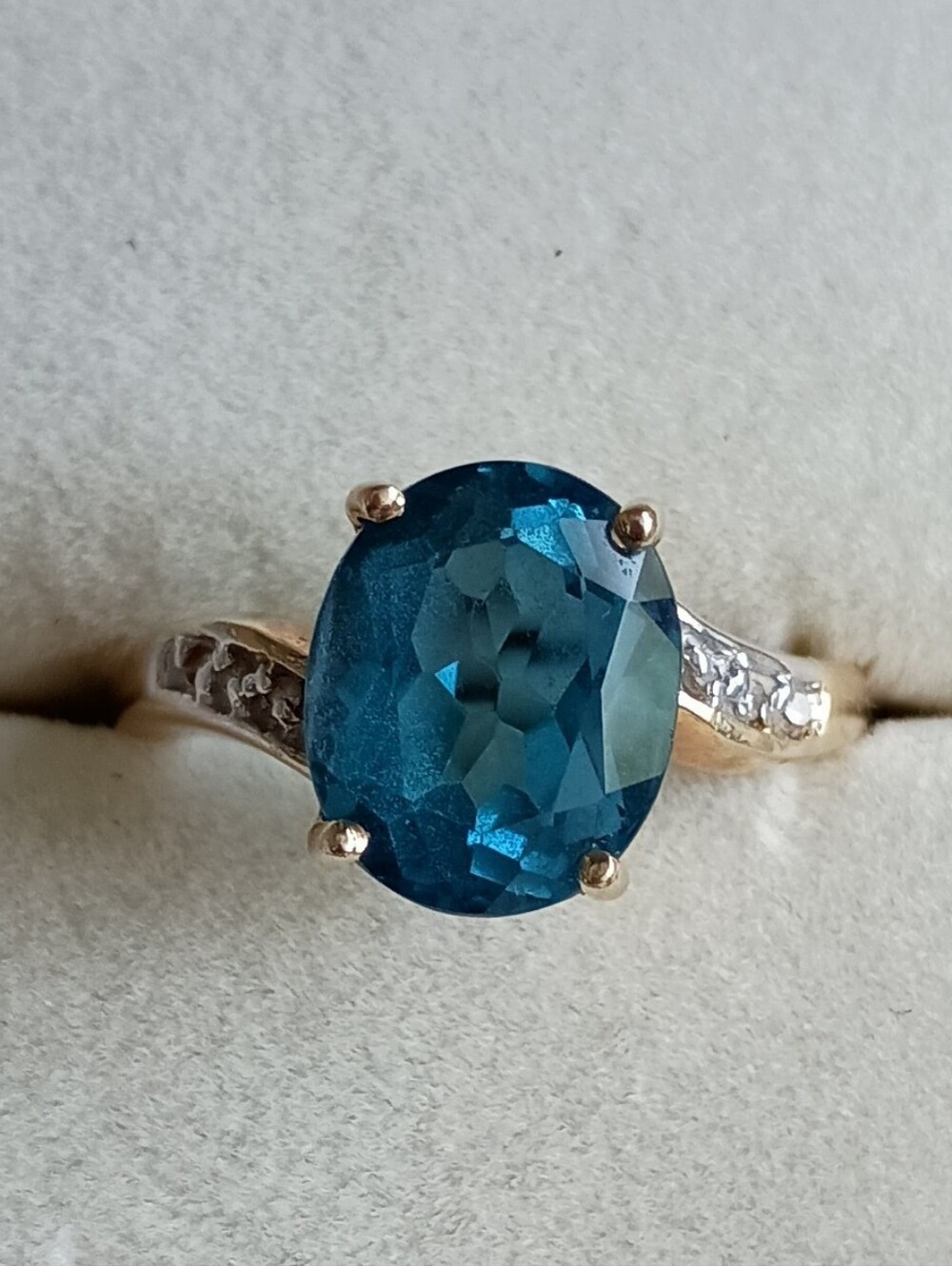 14 Karat Yellow Gold London Blue Solitaire Ring